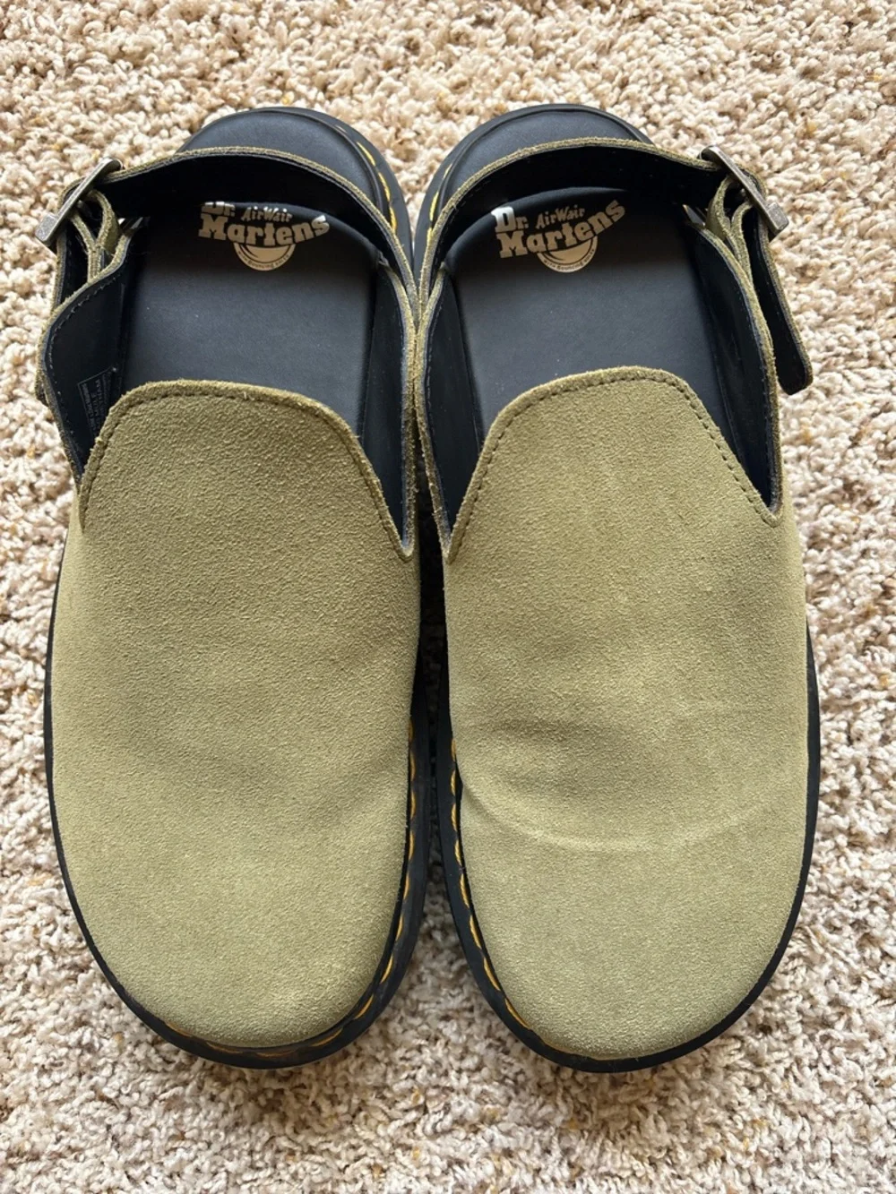 Dr. Martens Zebzag Suede Casual Slingback Platform Mules in Muted Olive